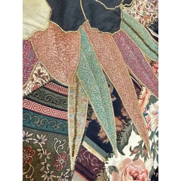 FESTIVAL Patchwork Quilt Large Jacket Upcycled Handmade Kimono Artsy New - Read - Picture 4 of 16